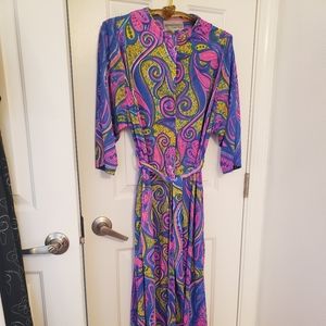 Vintage pop art lounge maxi duster dress Raymond Halpern